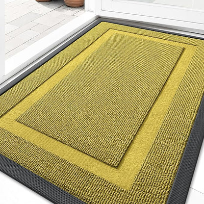 OLANLY Front Door Mat Indoor Outdoor Entrance, Waterproof All-Season, All-Weather Doormat, Sturdy Natural Rubber, Low Profile, Easy Clean Patio Porch Entryway Mat, 33x21, Lime Green