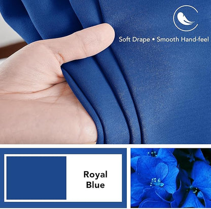 Deconovo Blackout Curtains Back Tab and Rod Pocket Thermal Insulated Room Darkening Curtains for Living Room 52Wx108L Inch Royal Blue 2 Panels