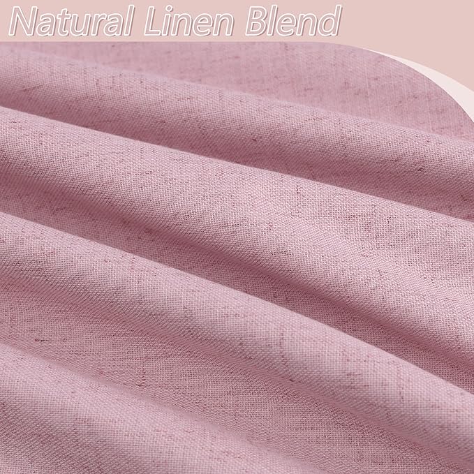 Guken 100% Blackout Curtains 120 Inch Length 2 Panels Set for Living Room Bedroom Back Tab Thermal Insulated Black Out Linen Drapes Room Darkening Rose,52x120
