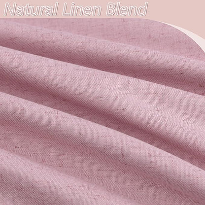 Guken 100% Blackout Curtains 120 Inch Length 2 Panels Set for Living Room Bedroom Back Tab Thermal Insulated Black Out Linen Drapes Room Darkening Rose,52x120