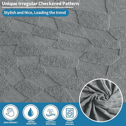 ZNSAYOTX Stretch Cushion Covers for Sofa, Individual Sofa Seat Covers Removable with Elastic Band & Ties, Sectional Couch Cushion Cover Replacement Soft Cozy Washable (3Pc, Light Gray)