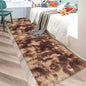 Super Soft Fluffy Living Room Area Rug 2x10 ft Tie-Dyed Brown Shaggy Furry Carpet Washable Non-Slip Floor Rugs Bedroom Bedside Nursery Rug Fuzzy Girls Boy Dorm Home Decor Aesthetic