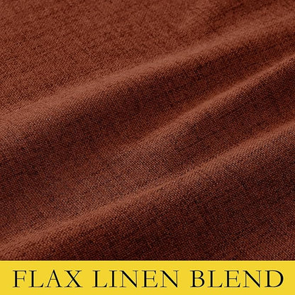NICETOWN 100% Absolutely Blackout Linen Curtains with Thermal Insulated Liner, 52" Wide, 2 Panels, 45" Long Drapes, Grommet Retro Burnt Orange Linen Curtains Vertical Drapes Privacy for Bedroom