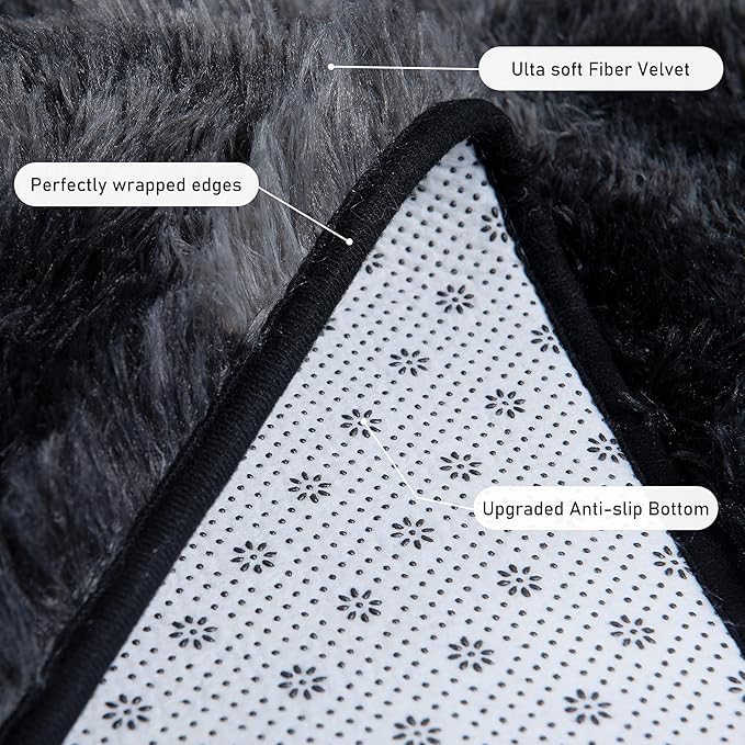 Rugs for Living Room 5x7, Soft Shaggy Modern Shag Area Rug for Bedroom, Upgrade Non-Slip Plush Fluffy Carpet for Kids Boys Girls Room Home Decor Aesthetic, Dark Grey