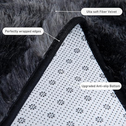 Rugs for Living Room 5x7, Soft Shaggy Modern Shag Area Rug for Bedroom, Upgrade Non-Slip Plush Fluffy Carpet for Kids Boys Girls Room Home Decor Aesthetic, Dark Grey