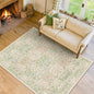 Hazo Haus Beige Green Bedroom Rug 5x7 Area Rug for Living Room, Vintage Washable Floral Rugs for Nursery, Dining Room, Light Green Non Slip Stain Resistance Distressed Retro Low Pile Floor Mat Indoor