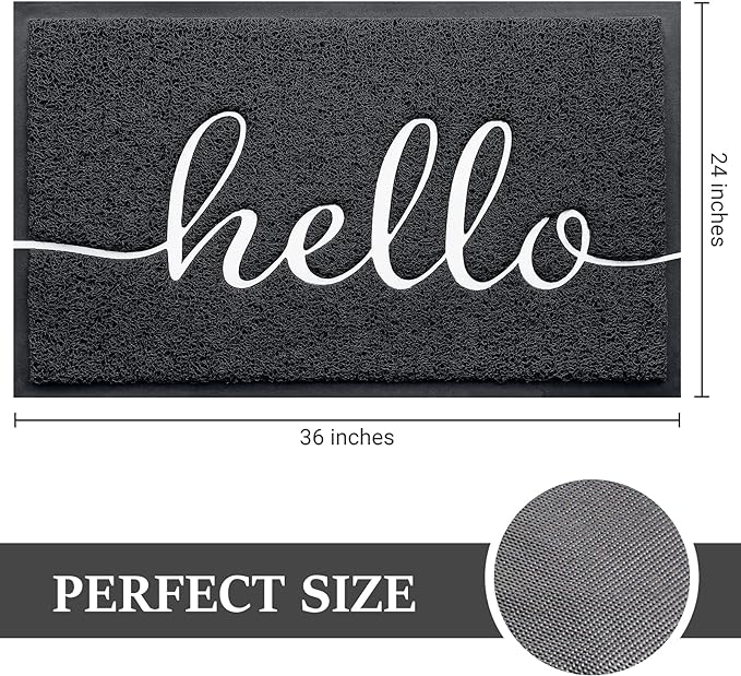 BeneathYourFeet Door Mat (36"x24",Black) Welcome Mat Low Profile Front Doormat Indoor Outdoor Door Non Slip Rugs for Entryway, Patio, High Traffic Areas