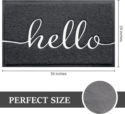 BeneathYourFeet Door Mat (36"x24",Black) Welcome Mat Low Profile Front Doormat Indoor Outdoor Door Non Slip Rugs for Entryway, Patio, High Traffic Areas