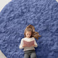 OLANLY Denim Blue Round Rugs for Bedroom - Machine Washable, 8 ft Circle Area Rugs for Living Room, Soft and Fluffy Shaggy Carpet for Teen Girl and Boys, Nursery Rooms, Dorms, Home Decor Aesthetic