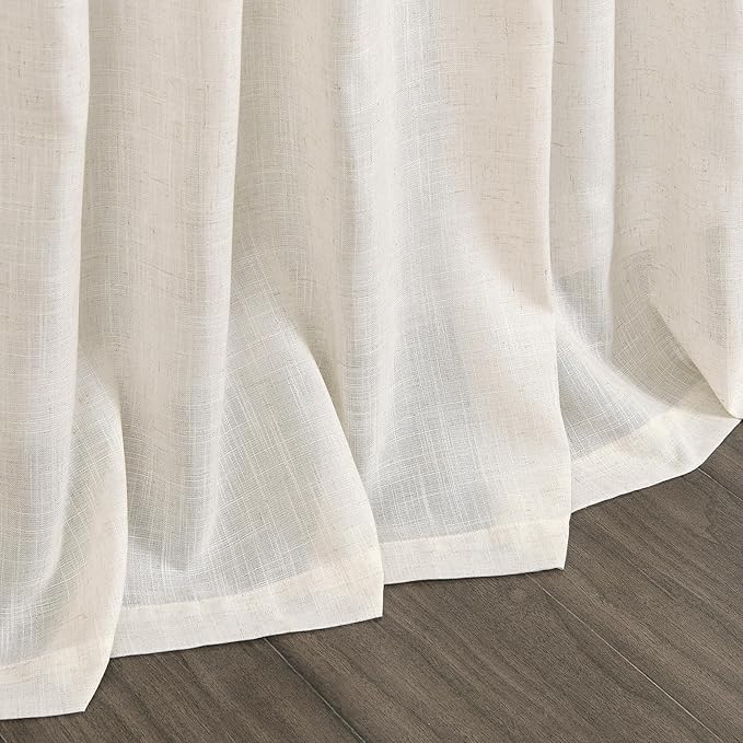 Modern Linen Curtains for Living Room 102 Inches Long Light Filtering Semi Sheer Curtain Back Tab Neutral Luxury Modern Farmhouse Decor Floor to Ceiling High Window for Bedroom 52x102, 2 Panels