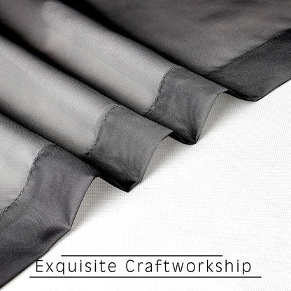 OWENIE Short Black Sheer Curtains 36 Inches 2 Panels Set - Kitchen Tiers Valances Curtains Light Filter Rod Pocket Voile Cafe Curtains for Kitchen Bathroom Small Half Window, 42 in W x 36 in L, Black
