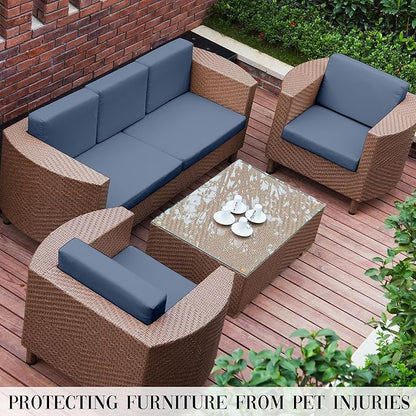 Outdoor Cushion Covers Set,12PCS Patio Furniture Couch Seat Slipcovers, Replacement for Sofa Sectional Chair(Cover，Only)