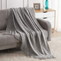 BOURINA Light Grey Throw Blanket 50x60 Inches Throw Textured Solid Soft Sofa Couch Decorative Knit Blanket