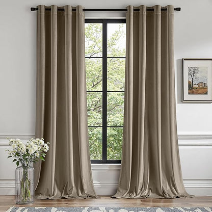 MIULEE Velvet Curtains Taupe Elegant Grommet Thermal Insulated Soundproof Room Darkening Curtains/Drapes for Classical Living Room Bedroom Decor 52 x 108 Inch Set of 2