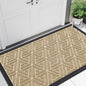 Smiry Front Door Mat Outside Entrance, Heavy Duty Sturdy Natural Rubber Doormat, Trap Dirt and Moisture, Easy Clean Low Profile Mats for Indoor Outdoor Entry, Grid Geometric (47x23, Beige)