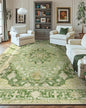 RELEANY Area Rugs 10'x14' Washable Non-Slip, Floral Vintage Distress Print Pattern Medallion Carpet for Living Room Bedroom Dining Room, Sage Green Yellow