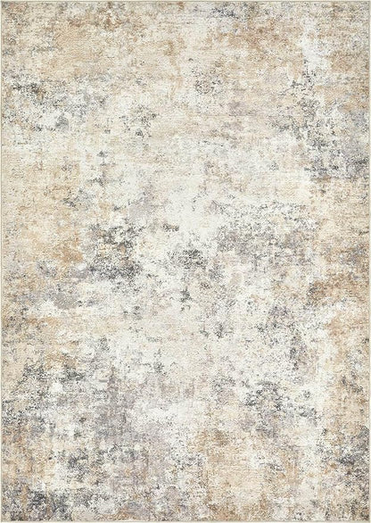 UERMEI 11x14 Area Rug Living Room Rugs - Washable Neutral Modern Abstract Soft Thin Large Rug Indoor Floor No Slip Rug Carpet for Bedroom Under Dining Table Home Office Decor - Golden Grey