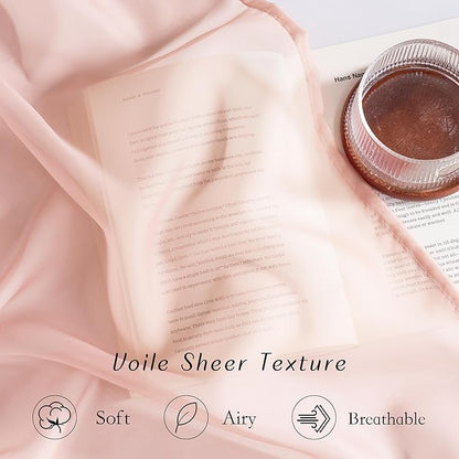 NICETOWN Light Pink Sheer Curtains 96 inches Long, Grommet Voile Sheer Textured Airy & Lightweight Curtains & Drapes Light Filtering for Bedroom/Living Room, W54 x L96, 2 Panels