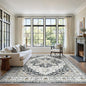 zesthome Washable Rug 6x9 Area Rugs,Stain Resistant Rugs for Living Room,Bedroom,Non-Slip Backing Home Decor Rug, Vintage Medallion Pattern Rugs (Black,6'x9')
