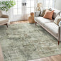 Soalmost Abstract Rug 5x7 Machine Washable Area Indoor Green Black Low Pile Non-Slip Foldable Thin Accent Rugs for Bedroom Living Room Dining Room