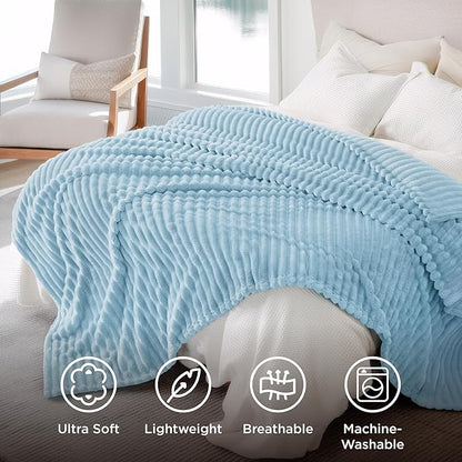 Bedsure GentleSoft Blue California King Size Blanket for Couch - Cozy Soft Blankets for Women, Cute Small Fleece Throws for Girls, Birthday Gifts for Women, Light Blue, 102x96 Inches