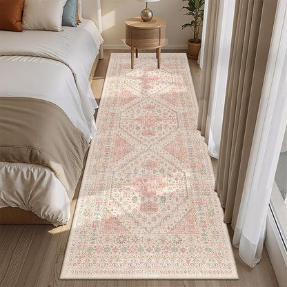Kitchen Runner Rug Non Slip Washable 2.5x8, Soft Low Pile Entryway Rug Runners for Hallways,Carpet Runner for Living Room,Kitchen, Laundry, Bathroom(Pink,2.5'x8')