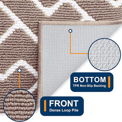 OLANLY Front Door Mat, Non-Slip Rubber Backing, Dirt Resistant and Absorbent, Washable, Easy to Clean Low-Profile Indoor Doormat for Back Door, Entryway, Inside Entrance, 32x20, Brown