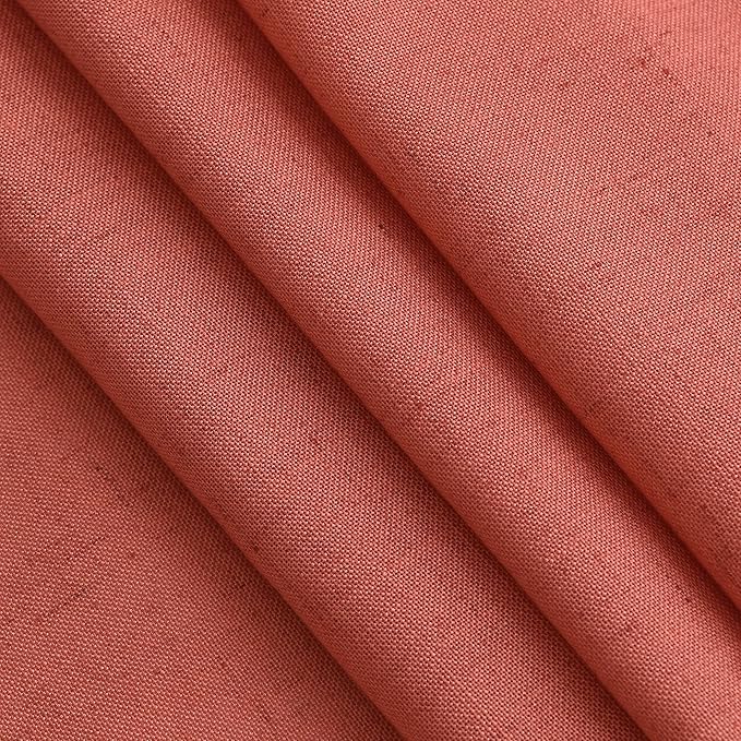 Coral Linen Curtains 84 Inch Length 2 Panels Set Back Tab Rod Pocket Light Filtering Semi Sheer Curtain Textured Neutral Farmhouse Decor Curtains for Bedroom Living Room 52x84