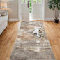 4x8 Washable Kitchen Runner Rug: Modern Abstract Wide Runners for Hallway Soft Non Slip Rugs with Rubber Backing Low Pile Thin Carpet for Entryway Bedroom Bathroom Laundry Indoor(Brown/Brick,4x8)