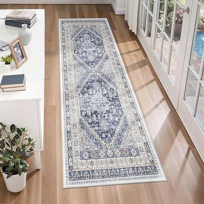 zesthome 2x6 Runner Rug for Hallways, Machine Washable Rug, Non Slip Vintage Low Pile Runners, Stain Resistant Runners for Entryway, Kitchen, Bathroom, Laundry Room, Corridor
