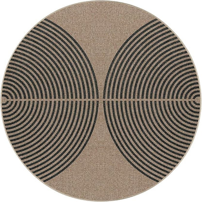 Lahome Modern Rainbow Round Rug 4ft, Washable Outdoor Rugs for Entryway Patio Farmhouse Indoor Outdoor Carpet, Contemporary Non Slip Small Round Kitchen Mats for Floor Entry