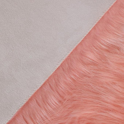 linmopm Faux Fur Rug Sheepskin Shag Fluffy Fuzzy Pink 2x6 ft Runner Rugs for Bedroom Bedside Bed Floor Living Room Plush High-Density Cushion Carpet Super Sofa Cover