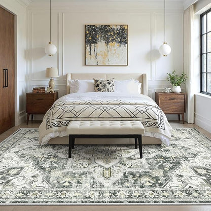 zesthome Area Rugs 6x9, Large Rugs for Living Room, Stain Resistant Washable Rug, Rugs for Bedroom with Non Slip Backing, Ultra-Thin Vintage 6x9 Area Rug