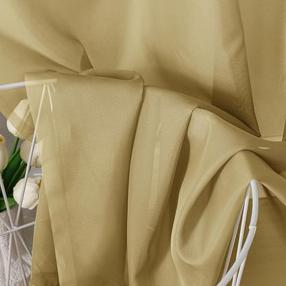 OVZME Gold Sheer Curtains 84 Inches Long 2 Panels - Soft Light Filtering Window Sheer Panels for Living Room/Bedroom, Top Dual Rod Pocket, 1 Pair, Each 42Wx84L Inches