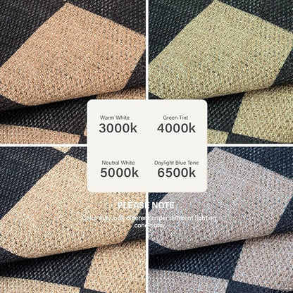 Lahome Colette Checkered Round Rugs 6ft, Outdoor Patio Easy Jute Rug Indoor Outdoor Circle Carpet, Farmhouse Nature Non Shedding Non Slip Washable Black Carpet for Living Room Entry Deck