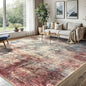 IOHOUZE Abstract Area Rugs 8x10 Ft Washable Large Rugs for Living Room, Non Slip Dining Room Rug, Printed Faux Wool Rugs for Bedroom, Floor Carpet for Office Nursery Playroom, Red/Multi
