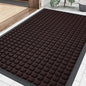 Smiry Front Door Mat Outside Entrance, Heavy Duty Natural Rubber Doormat, Non Slip, Trap Dirt and Moisture, Easy Clean, Low Profile Welcome Floor Mats for Indoor Outdoor Entry, 29.5x17 Inch, Brown