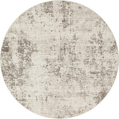 UERMEI 5ft Round Area Rug Living Room Rugs - 5x5 Washable Neutral Modern Abstract Soft Thin Rug Indoor Floor No Slip Rug Carpet for Bedroom Under Dining Table Home Office Decor - Dark Brown