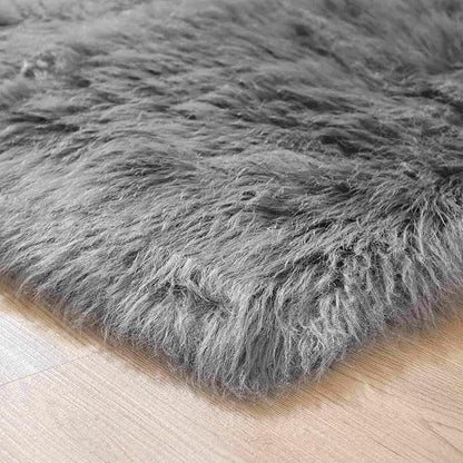 Goolela Fluffy Faux Fur Rug 4x6 Grey Faux SheepskinRug for Bedroom Bedside Fuzzy Furry Plush Soft Rugs for Living Room Home Office Washable Rectangle