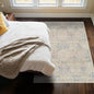 Hazo Haus Vintage Washable Beige Blue Area Rugs for Bedroom Under Bed, Living Room, Nursery, Kitchen, Entryway, Low Pile Non Slip Stain Resistance Distressed Retro Indoor (Beige Blue, 4 x 6)