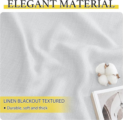 NICETOWN Faux Linen Valances, Short Cafe Curtains Kitchen Tiers, Room Darkening Small Window Curtains Treatment Grommet Top for Bathroom/Basement(2 Panels, 34x24 Inches, Greyish White)