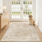 Madane 3x5 Area Rugs for Entryway,Washable Vintage Low Pile Non-Slip Throw Area Rugs, Accent Rug Floral Print Indoor Mat for Bedside Living Room Kitchen Bedroom, Beige/Brown
