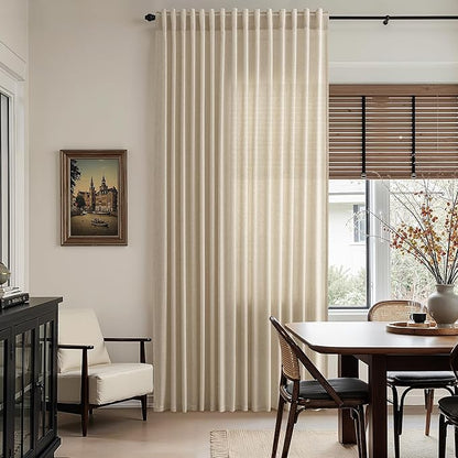 Taupe Burlywood Linen Curtains for Living Room 126 Inches Long Light Filtering Semi Sheer Curtain Back Tab Modern Farmhouse Decor Drapes Floor to Ceiling High Window for Bedroom 52x126, 2 Panels