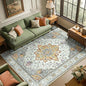 RELEANY Area Rugs 6'x9' Washable Non-Slip, Floral Vintage Distress Print Pattern Medallion Carpet for Living Room Bedroom Dining Room, Light Yellow Carbon Grey Orange