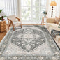 OPPODREAM Soft Area Rugs 4x6, Low-Pile Washable Rugs 4x6 with Non Slip Backing, Faux Cashmere 4 x 6 Throw Carpet, Greenish Grey