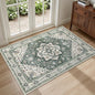 2x3 Area Rugs Living Room Rug: Washable Vintage Boho Medallion Rug No Slip Stain Resistant Soft Carpet Indoor Large Carpets for Bedroom Dining Room Farmhouse Nursery Hallway Home Office Green Ivory