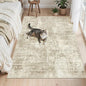 4x6 Area Rugs for Living Room, Vintage Washable Rugs for Dining Room, Bedroom, Home Office Decor, Non-Slip Beige/Gray Carpet Thin Rug