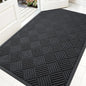 OLANLY Front Door Mat Outside Entrance 59x34, Absorbent, Heavy Duty Sturdy Natural Rubber Doormat Indoor Outdoor, Stain and Fade Resistant, Non-Slip Low Profile Floor Mat for Entryway, Black Diamond