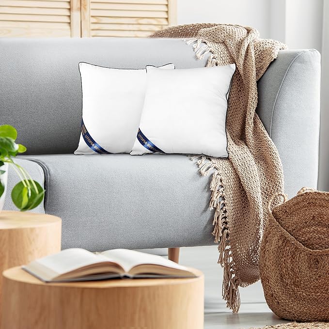 Utopia Bedding Throw Pillow Inserts (Pack of 2, White), 22 x 22 Inches Decorative Indoor Pillows for Sofa, Bed, Couch, Cushion Sham Stuffer