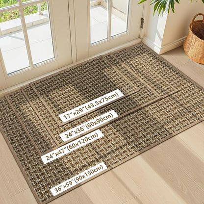 LEKEEPGO Door Mat Indoor Entrance 24"x36", Absorbent Indoor Door Mat, Non Slip Rubber Backing Inside Door Mats, Washable Floor Mat, Low-Profile Doormat for Front Door, Entryway, Entrance, Brown
